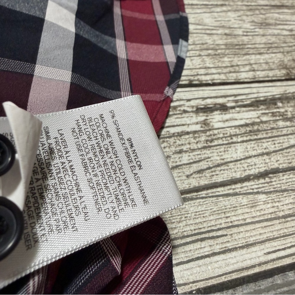 Express Slim Performance Plaid Button Up Shirt Me… - image 7